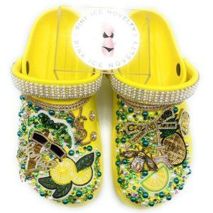Lemon Lime Yellow Custom Clogs Adult Size 7